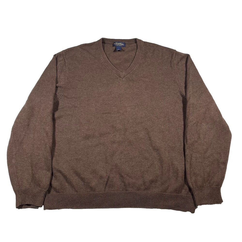 Brooks Brothers Supima Cotton V Neck Sweater Brown XXL